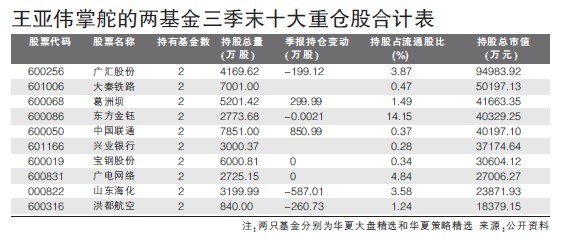 王亚伟最新仓位一览表